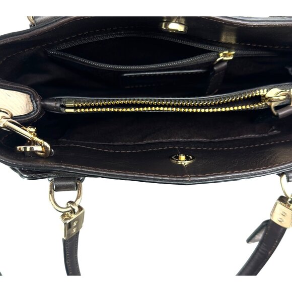 Coach NY Python Embossed Leather Handbag With Crossbody Strap & Gold Hardware - Picture 7 of 7